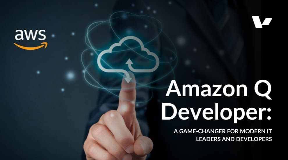 A person’s hand touching a glowing digital cloud icon with an upload/download symbol, representing cloud computing and data transfer with the AWS logo in the background